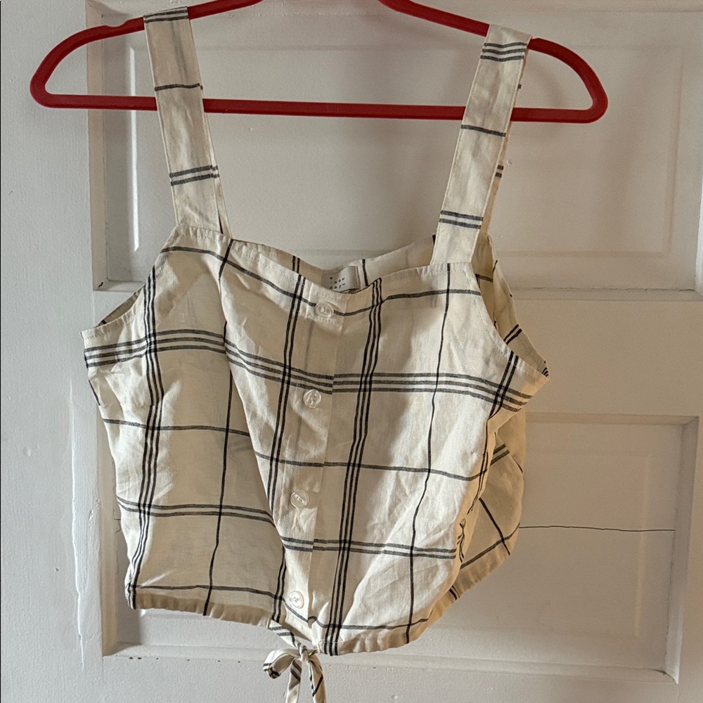 a new day Cream and Black Checkered Crop Top